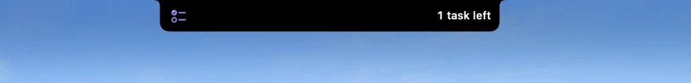 Closed notch showing 1 task left
